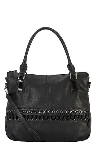 Designer braided accent tote bag