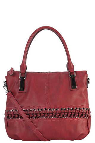 Designer braided accent tote bag