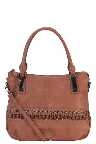 Designer braided accent tote bag