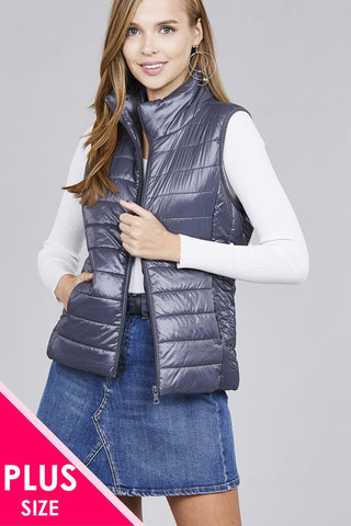 Ladies fashion plus size quilted padding vest