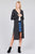 Ladies fashion plus size long sleeve open front side slit midi length brushed waffle cardigan