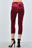 Ladies fashion velvet lace crop top and calf-length pants two piece set - merchandiserus2