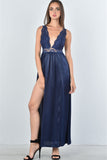 Ladies fashion boho lace double split maxi dress - merchandiserus2