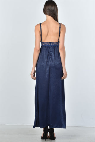 Ladies fashion boho lace double split maxi dress - merchandiserus2