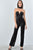 Ladies fashion black velvet plunging neck choker velvet jumpsuit