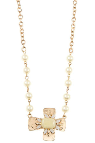 Beaded cross accent pendant necklace set