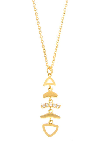 Fish bone pendant necklace