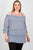 Ladies fashion plus size boho striped cold-shoulder top