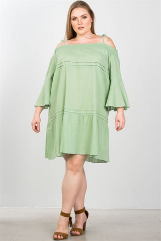 Ladies fashion plus size boho tie-shoulder boho midi dress