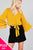 Ladies fashion plus size 3/4 bell sleeve v-neck w/button front tie detail dot printed crinkle gauze woven top