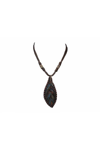 Patina leaf pendant necklace