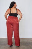 Ladies fashion plus size frill waist belted pants
