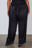 Ladies fashion plus size frill waist belted pants