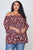 Ladies fashion plus size floral print shirred bust cold shoulder top