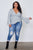 Ladies fashion plus size floral print deep "v" front tie boho top