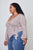 Ladies fashion plus size floral print deep "v" front tie boho top