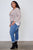 Ladies fashion plus size floral print deep "v" front tie boho top