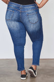 Ladies fashion plus size medium distressed denim skinny jeans