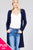 Ladies fashion plus size long sleeve open front side slit tunic length rayon spandex rib cardigan