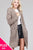 Ladies fashion plus size dolmen sleeve open front w/patch pocket marled sweater cardigan