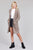 Ladies fashion plus size dolmen sleeve open front w/patch pocket marled sweater cardigan