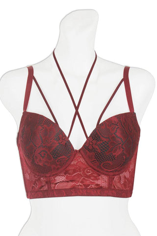 Multi-way strap long line lace bra w/underwire