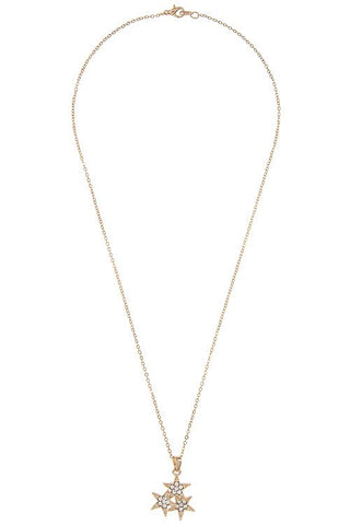 Triple rhinestone cluster star pendant necklace