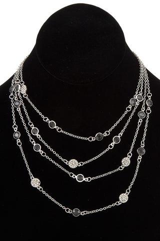 Multi layered crystal gem station necklace