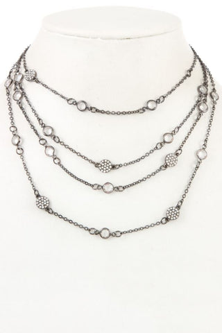 Multi layered crystal gem station necklace
