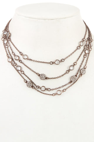 Multi layered crystal gem station necklace