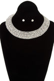 Rhinestone pave collar necklace set
