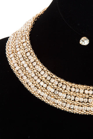 Rhinestone pave collar necklace set