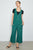 Ladies fashion double v neck wide leg jumpsuit