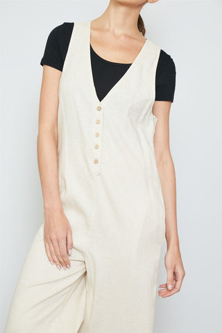 Ladies fashion double v neck wide leg jumpsuit