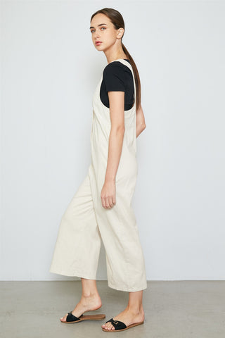 Ladies fashion double v neck wide leg jumpsuit