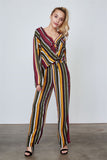 Ladies fashion multi stripe print two piece set - merchandiserus2