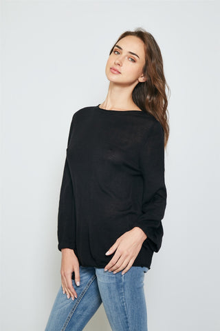 Ladies fashion tie cuff rolled hem sweatshirt - merchandiserus2