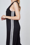 Ladies fashion side stripe contrast sleeveless jumpsuit