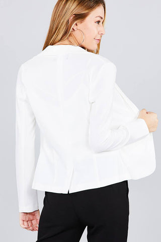 Ladies fashion long sleeve notched collar princess seam w/back slit jacket - merchandiserus2