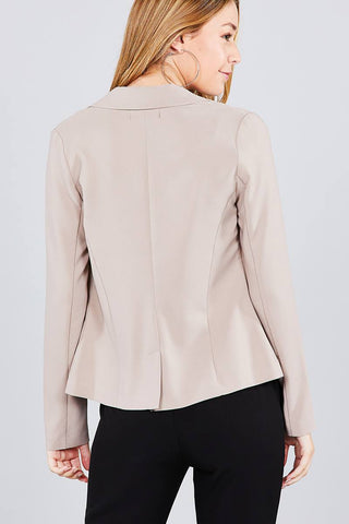 Ladies fashion long sleeve notched collar princess seam w/back slit jacket - merchandiserus2