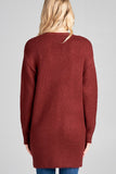Ladies fashion long sleeve open front w/pocket tunic sweater cardigan - merchandiserus2