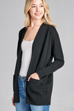 Ladies fashion long dolmen sleeve open front w/pocket sweater cardigan - merchandiserus2