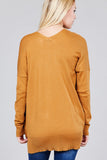 Ladies fashion long dolmen sleeve open front w/pocket sweater cardigan - merchandiserus2