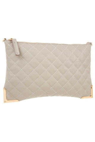 Faux leather quilted detailed clutch bag