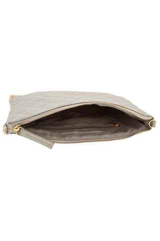 Faux leather quilted detailed clutch bag