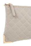 Faux leather quilted detailed clutch bag