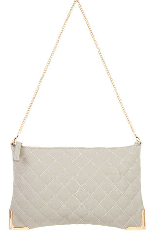 Faux leather quilted detailed clutch bag