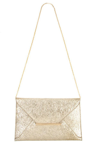 Faux wrinkled leather clutch bag