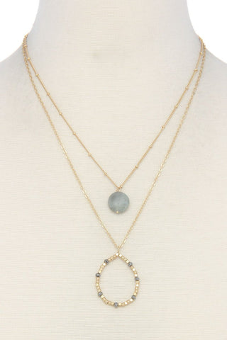 Beaded teardrop shape layered necklace