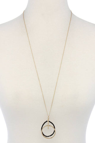 Metal circle beaded pendant necklace